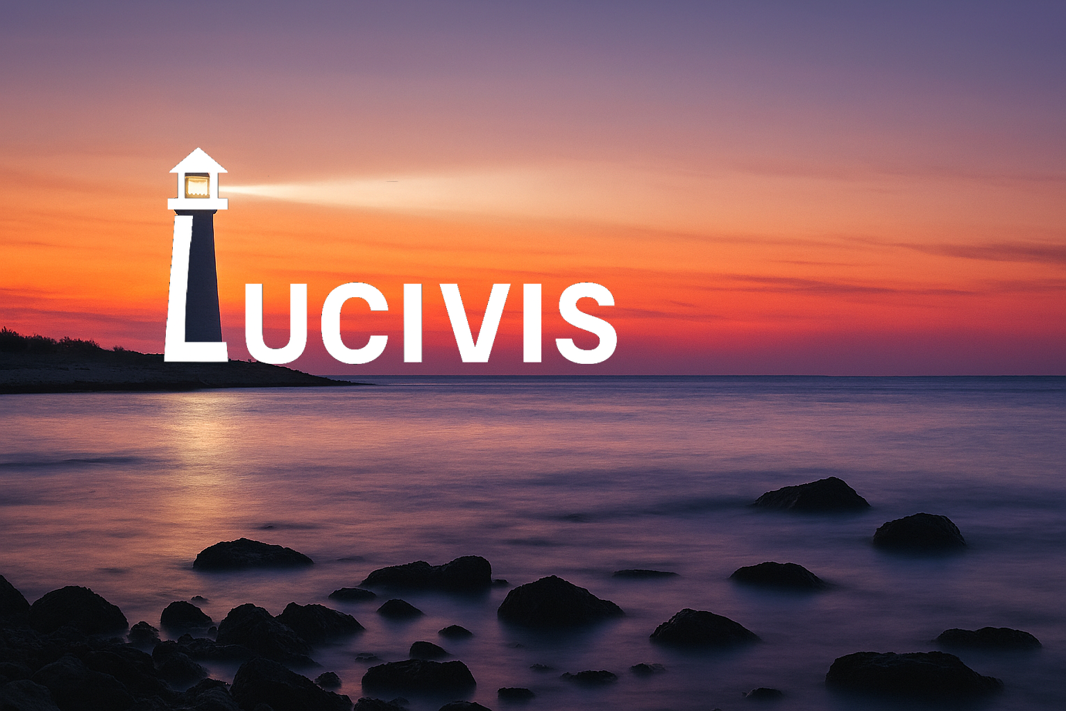 coastal lighthouse with lucivis logo